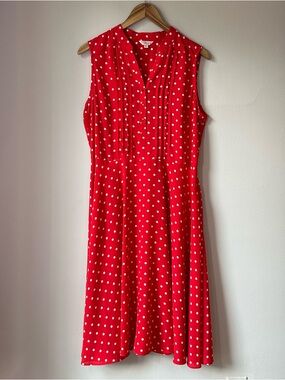 Nanette Lepore Red Polka Dot Sleeveless Button Front Chiffon Midi Dress Size 12